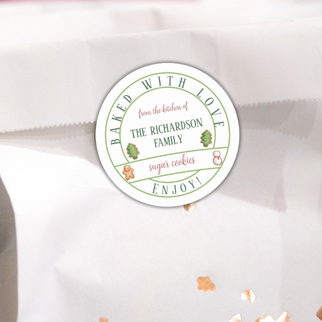 Adesivo Redondo Cookies Aquarelas de Natal Com Amor (Criador carregado)