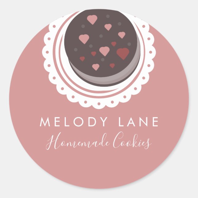 Adesivo Redondo Cookies caseiros de padaria Biscoitos Dolly Draly (Frente)