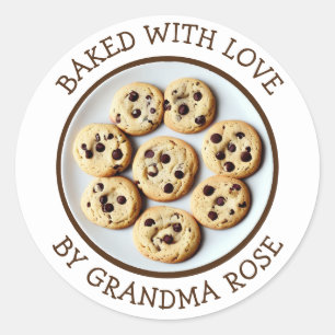 Adesivo Redondo Cookies Chip De Chocolate Com Amor