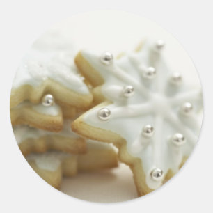 Adesivo Redondo Cookies com Flocos de Neve