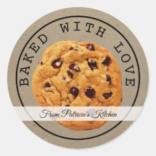 Adesivo Redondo Cookies de Natal caseiros Kraft Feitos Com Amor