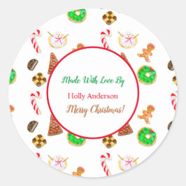 Adesivo Redondo Cookies de Natal com Aquarela