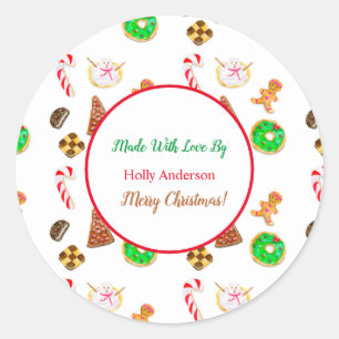 Adesivo Redondo Cookies de Natal com Aquarela