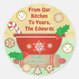Adesivo Redondo Cookies de Natal com Pão de Gengala Personalizado
