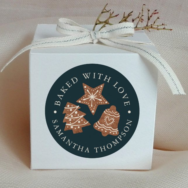 Adesivo Redondo Cookies de Natal cozidos com amor (Criador carregado)