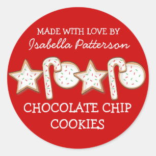 Adesivo Redondo Cookies de Natal do Sticker Red