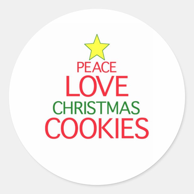 Adesivo Redondo Cookies de Natal Peace Love (Frente)
