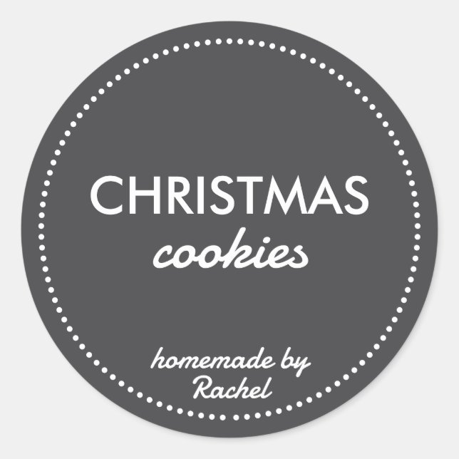 Adesivo Redondo Cookies de Natal simples e pretos (Frente)