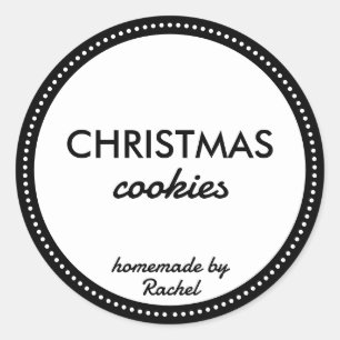 Adesivo Redondo Cookies de Natal simples e pretos