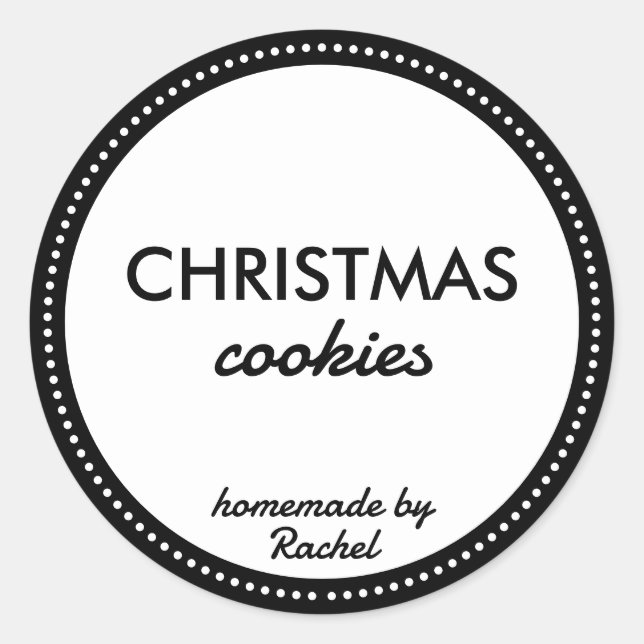 Adesivo Redondo Cookies de Natal simples e pretos (Frente)