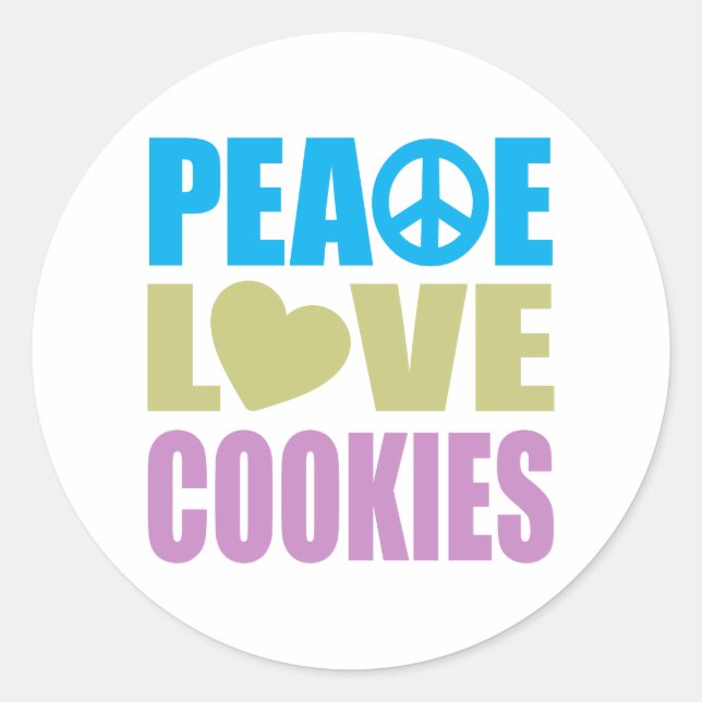 Adesivo Redondo Cookies de Paz e Amor (Frente)