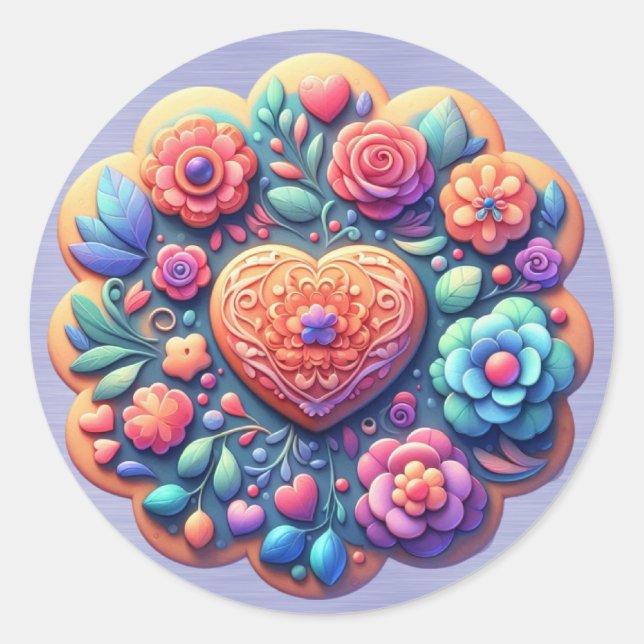 Adesivo Redondo Cookies decorados como flores (Frente)