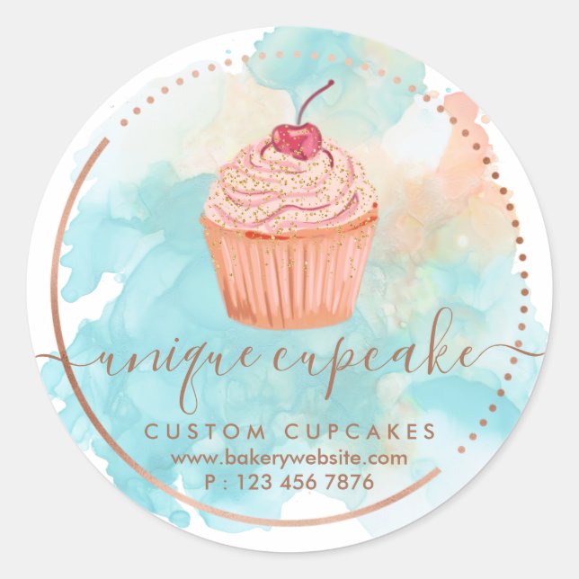 Adesivo Redondo Cookies Doces Pastelaria Ombre Berry Cupcake (Frente)