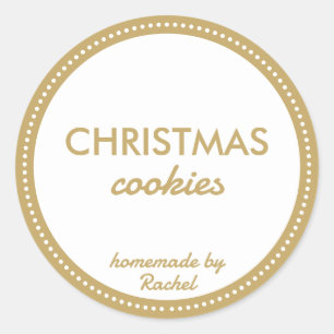 Adesivo Redondo Cookies Dourados de Natal simples e modernos