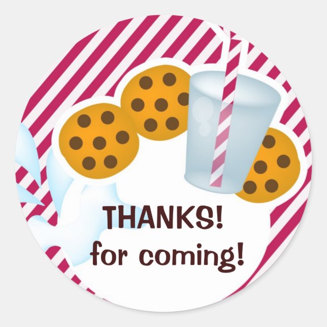 Adesivo Redondo Cookies e vinhetas de leite (Frente)