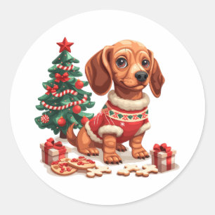 Adesivo Redondo Cookies Feriados de Cão de Natal