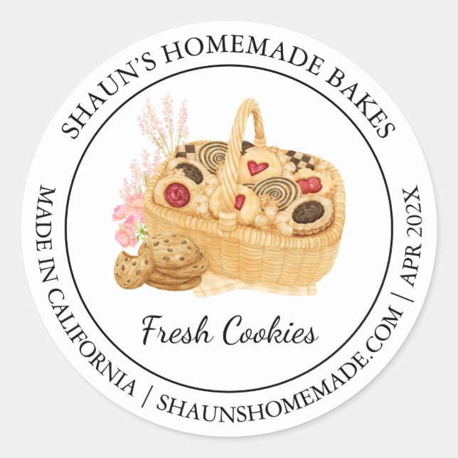 Adesivo Redondo Cookies frescos cozinhando rótulo moderno (Frente)