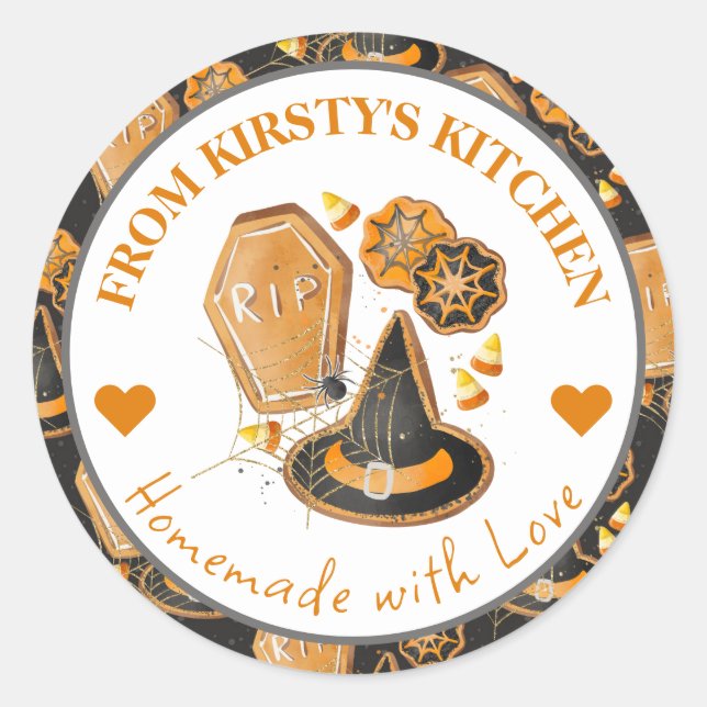 Adesivo Redondo Cookies Rustic Halloween Caseiros (Frente)