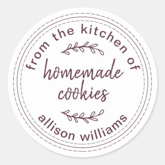 Adesivo Redondo Cookies Rustic Homemade from the Kitchen of (Frente)