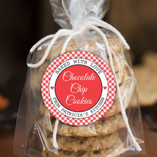 Adesivo Redondo Cookies Rustic Red Gingham Choco Feitos Com Amor