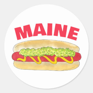 Adesivo Redondo Cookout de Comida Portland ME do Hotdog do Snapper