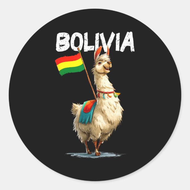 Adesivo Redondo Cool Bolivian Llama Costume For Bolivia Lovers  (Frente)