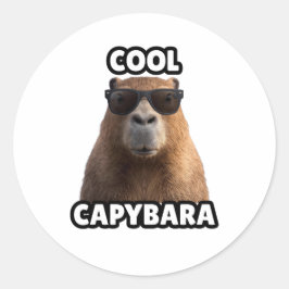 Adesivo Redondo Cool Capybara Sticker