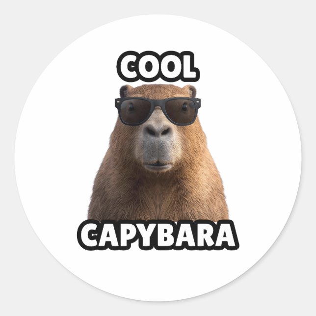 Adesivo Redondo Cool Capybara Sticker (Frente)