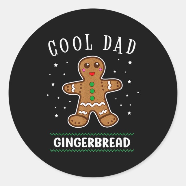 Adesivo Redondo Cool Dad Gingerbread Man Cookie Family Christmas P (Frente)