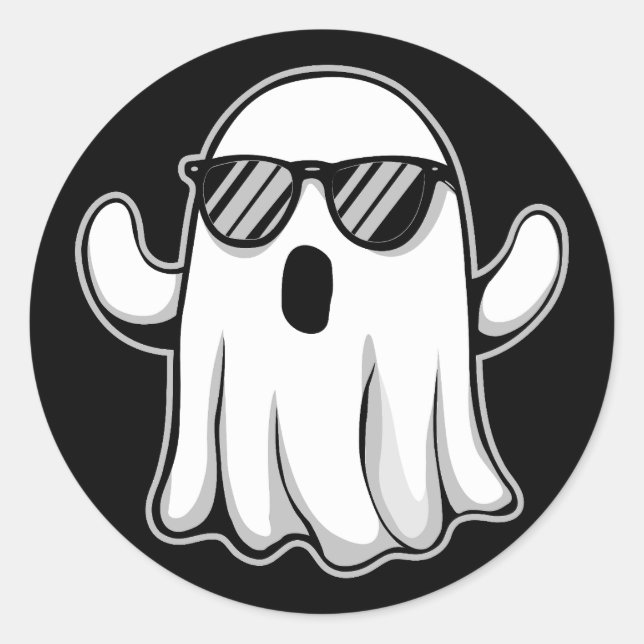 Adesivo Redondo Cool Ghost with Sunglasses (Frente)