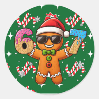 Adesivo Redondo Cool Gingerbread 67 — Holiday Ice‑Cream Numbers