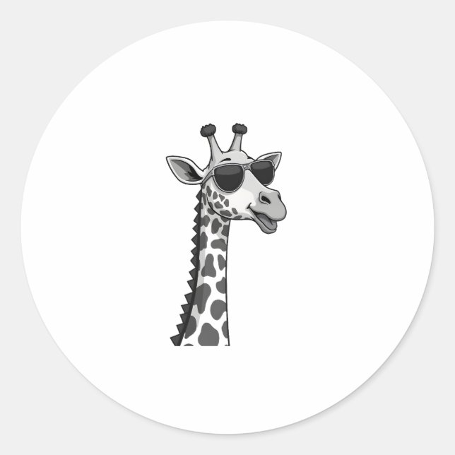Adesivo Redondo Cool Giraffe Art For Men Women Kids Animal Lover A (Frente)