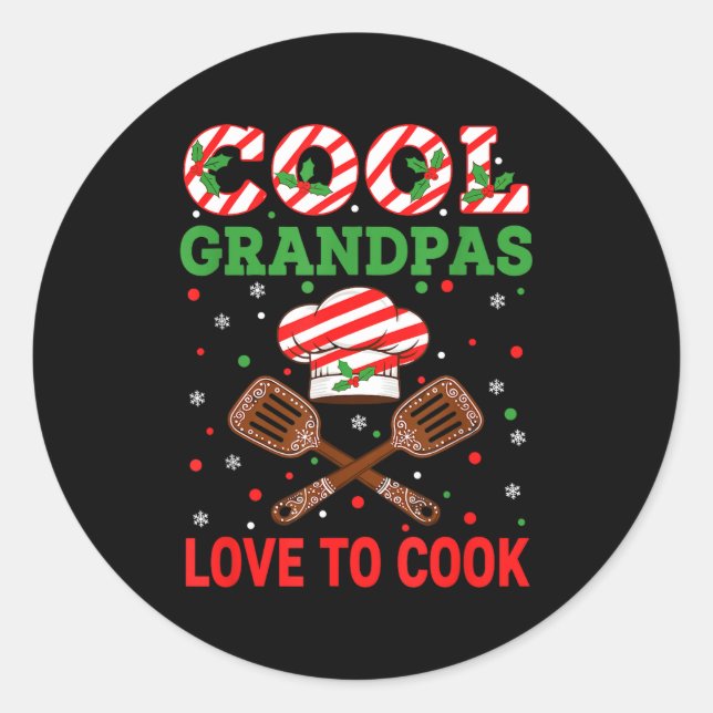 Adesivo Redondo Cool Grandpas Love To Cook Festive Fun Candy Cane  (Frente)
