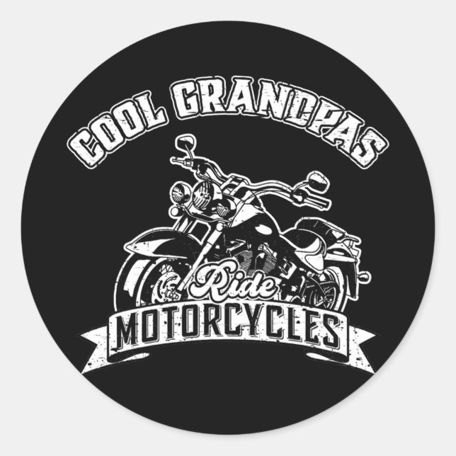 Adesivo Redondo Cool Grandpas Ride Motorcycles Grand Father Funny (Frente)