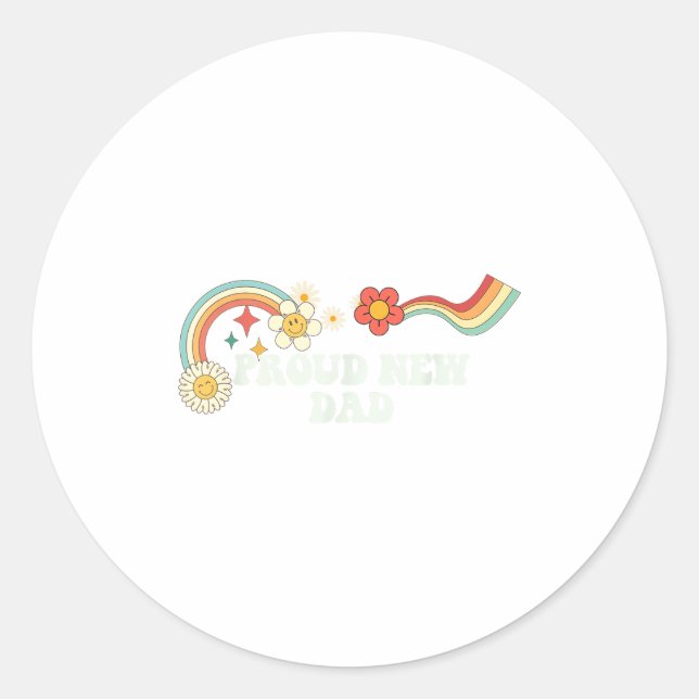 Adesivo Redondo Cool Groovy Quote Proud New Dad Saying Art  (Frente)
