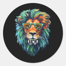 Cool King – Leão Colorido com Design de Óculos de