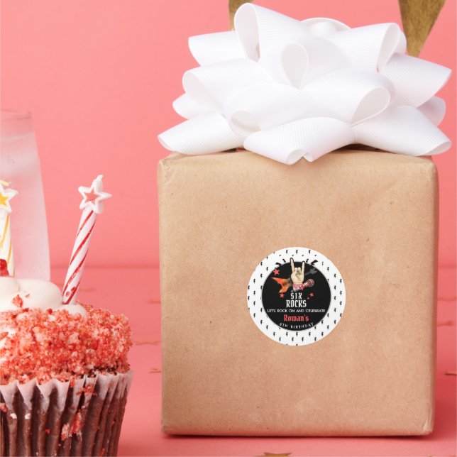 Adesivo Redondo Cool Punk Rockstar Any Age Birthday  (Festa)