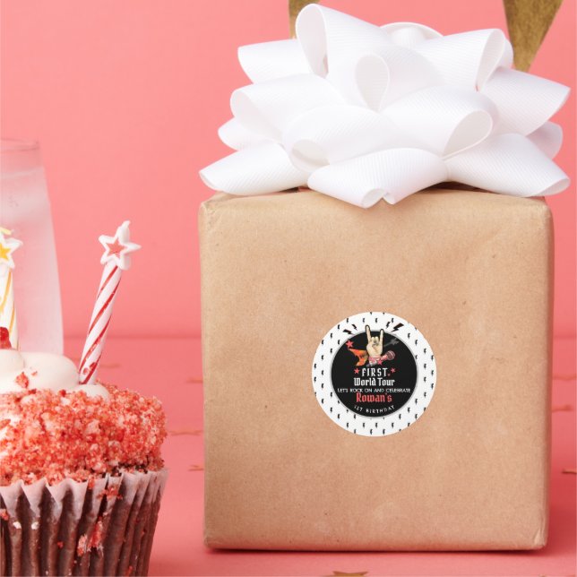 Adesivo Redondo Cool Punk Rockstar First Birthday (Festa)