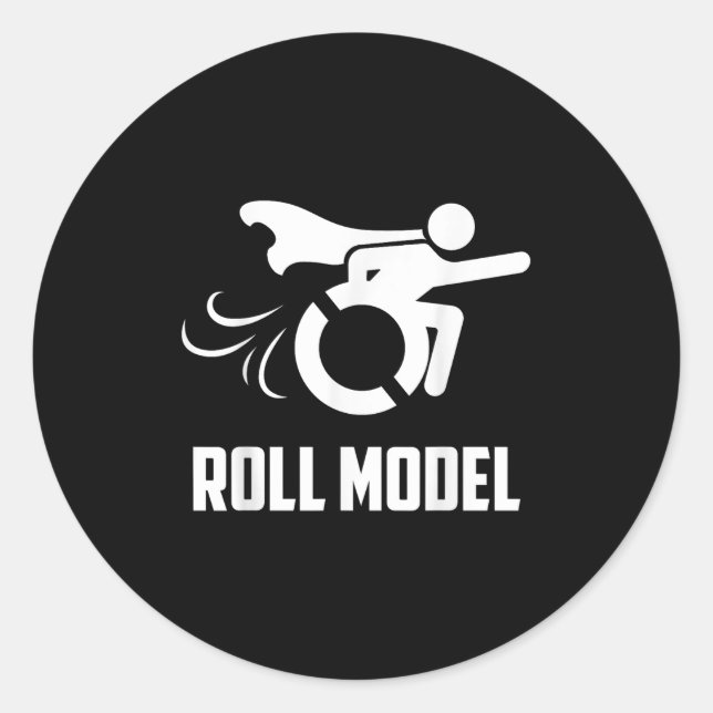 Adesivo Redondo Cool Roll Model _ Funny Handicapped Person Wheelch (Frente)