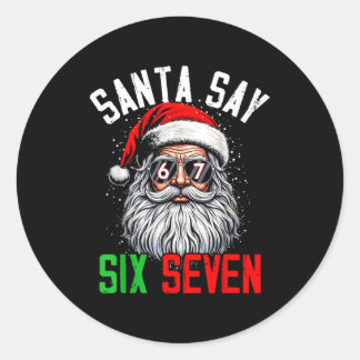Adesivo Redondo Cool Santa Says Six Seven Funny Christmas 67 Meme 