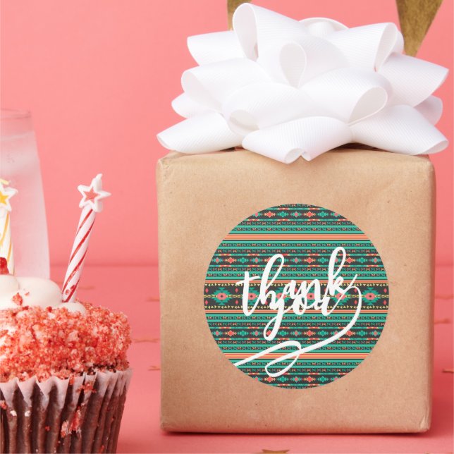 Adesivo Redondo Cool tribal ethnic geometric pattern (Festa)