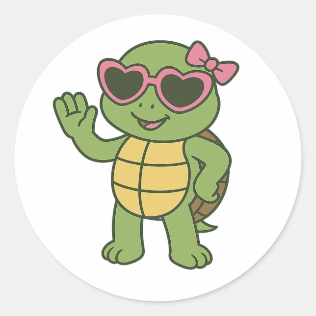 Adesivo Redondo Cool turtle with sunglasses (Frente)