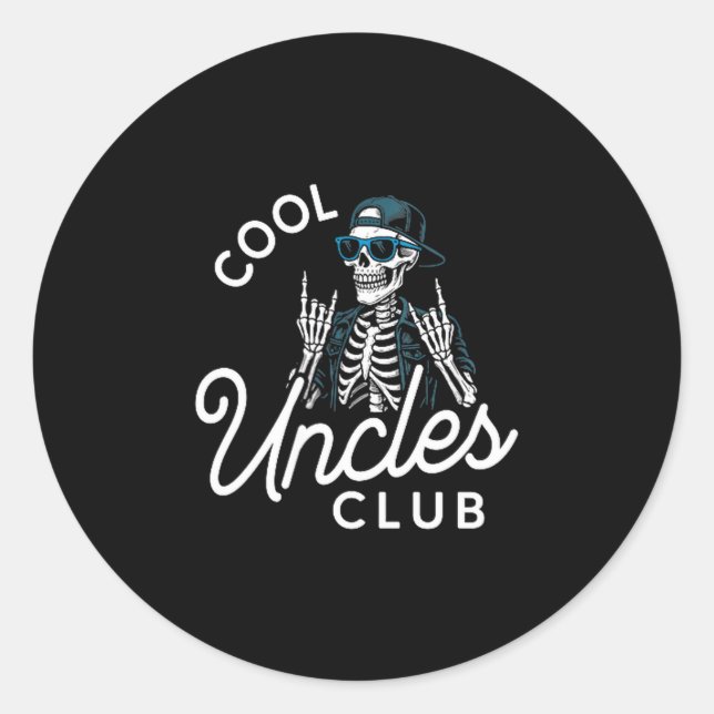 Adesivo Redondo Cool Uncles Club Shirt Funny Skeleton Men Uncle  (Frente)
