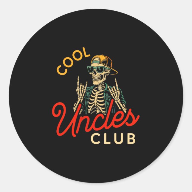 Adesivo Redondo Cool Uncles Club Shirt Funny Skeleton Retro Uncle  (Frente)