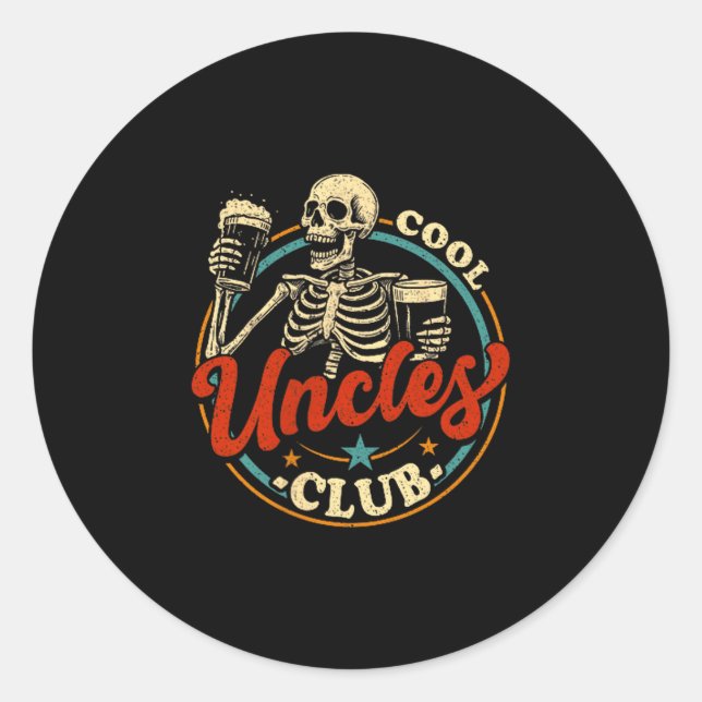 Adesivo Redondo Cool Uncles Club Shirt Uncle Skeleton Men Fathers  (Frente)