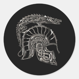 Adesivo Redondo Cool Warrior Metallic Dragon Helmet