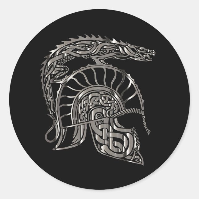 Adesivo Redondo Cool Warrior Metallic Dragon Helmet (Frente)