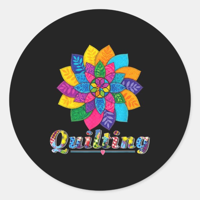Adesivo Redondo Cool Women Quilting Sewing Love Quilt Patterns Qui (Frente)