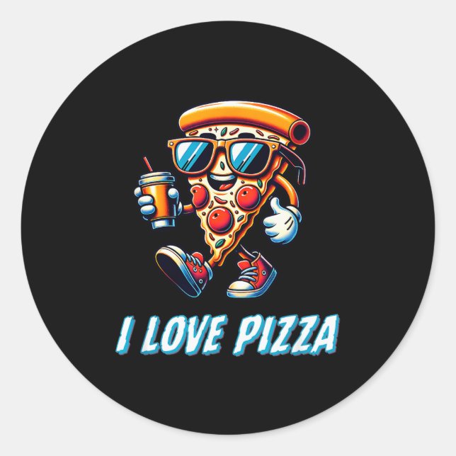 Adesivo Redondo Cool Zza Slice Funny Food Lovers Kids Men And Wome (Frente)