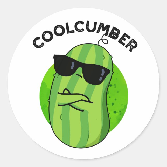 Adesivo Redondo Coolcumber Funny Veggie Cucumber Pun (Frente)